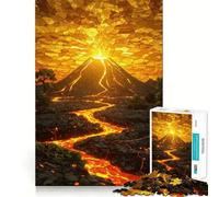 Éruption volcanique Puzzle de 1000 pièces pour Adolescents Jeu de Concentration mentale Découpe de précision Bords Lisses pour Les fêtes (38x52cm)