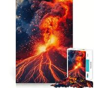 Éruption volcanique Puzzle de 1000 pièces pour Adolescents Jeu de mémoire Système d'emboîtement sécurisé Pas de pièces Qui se détachent pour Les Voyages (38x52cm)