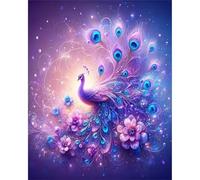 ERUZO Kit de peinture diamant 5D à faire soi-même, motif paon fantastique, cadeau intelligent, anti-stress, décoration d'intérieur, 30 x 40 cm