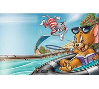 ERUZO Kit de peinture diamant 5D à faire soi-même, Tom et Jerry TV, décoration murale pour la maison, 30 x 40 cm