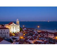 ERUZO Paysage Alfama District Lisbonne Portugal Diy 5D Diamant Peinture Par Numéro Kits Uniques Décoration Murale Maison Cristal Strass Décoration Murale 40x50CM