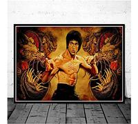 ERUZO Peinture diamant 5D au point de croix, Bruce Lee, Kung Fu King, acteur, art mural rétro, décoration murale pour la maison, 40 x 40 cm