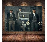 ERUZO Peinture diamant ronde Peaky Blinders, mosaïque, strass, broderie, point de croix, décoration d'intérieur, 40 x 40 cm