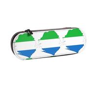 ervcnhu Trousse multifonction en cuir avec motif carte du drapeau de la Sierra Leone, étui rigide pour pinceaux cosmétiques pour voyage, petite pochette