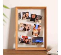ERVDKXCOI cadre photo avec double vitrage flottant, Double Sided Transparent Photo and Specimen Frame Multicolor Multiple Sizes(Wood Color,A4)