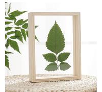 ERVDKXCOI cadre photo avec double vitrage flottant, Wood Dual Sided Floating Clear Photo Frame Specimens Original Retro Colors Multiple Sizes(Retro Color,Square 8 inches)