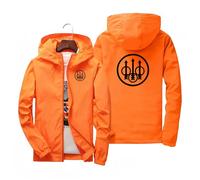 ERWAAD Hommes Combinaison De Pluie Imprimer Beretta Léger Veste Imperméable Imperméable avec Zip Veste de Pluie Veste Softshell Printemps Randonnée Veste avec Capuchon Orange||XXL