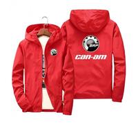 ERWAAD Hommes Coupe-Vent pour Can-Am Print Coupe-Vent Veste Imperméable Vêtements À Capuche Camping Extérieur Veste De Pluie Veste Softshell Décontractée Randonnée Manteau Zippé avec Poches-Red||XXL