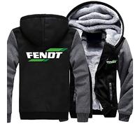 ERWAAD Hoodies zippés pour Hommes pour Fendt Print Sweatshirts Patchwork à Manches Longues Veste Polaire Hoodies de Travail Chaud pour l'hiver Haut à Capuche avec Poches-Grey||4XL