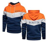 ERWAAD Pullover pour Hommes pour Beretta Print Sweat à Capuche Respirant Pull à Capuche Patchowork Hoody Top Sweatshirts Légers à Capuche avec Poche Kangourou Pratique-Orange||5XL
