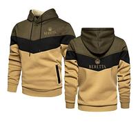 ERWAAD Sweat à Capuche en Polaire pour Hommes pour Beretta Print Pullover Casual Streetwear Vêtements Unisexes à Manches Longues pour Le Streetwear Sweatshirt à Capuche avec Bloc De Couleurs-Khaki||M