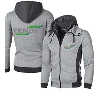 ERWAAD Sweat à Capuche pour Hommes pour Fendt Print Zip up Hoodie Fleece Sweatshirt à Capuche Sweater Tops de Couleur Unie Printemps doublé en Thinck Manteau à Capuche Coupe-Vent avec Poches-Grey||L