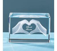 ERWEI Cadeaux en cristal pour maman gravés avec la meilleure maman dans un presse-papier cube en verre,Cadeau d'anniversaire pour femme, épouse, mère de la part de sa fille, fils, Noël, Thanksgiving