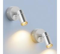 ERWEY 2 pcs LED lampe murale intérieure, lumière murale 3W blanc 3000K lumière de lit rotative lampe murale avec interrupteur pour chambre à coucher salle de bain, couloir, argent