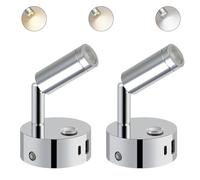 ERWEY 2 pièces lampe de lecture LED 12V camping-car, applique murale dimmable 3000K-6000K, DC 12V-24V avec connecteurs USB C pour bateau, voiture, van, yacht, argent