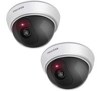 ERWEY Caméra factice avec Objectif Vidéosurveillance Sécurité des Marchandises Caméra de Surveillance factice avec lumière LED Rouge pour Mur Plafond 2 Set avec Papier perforé 2pcs.