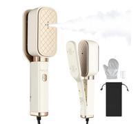 ERWEY Défroisseur à Main, Defroisseur Vetement 1000 W, 3 en 1 Defroisseur Voyage Portable avec Gant de Repassage, Poignée Rotative à 180°, Défroisseur pour les voyages, la maison, le bureau, Blanc