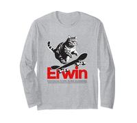 ERWIN - beau nom de garçon avec un chat & skateboard Manche Longue