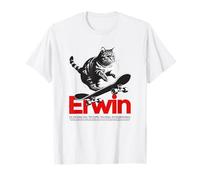 ERWIN - beau nom de garçon avec un chat & skateboard T-Shirt