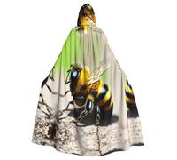 Erwqavc Cape à capuche pour homme, robe de cosplay pour homme, costume d'Halloween, fête sur le thème d'Halloween, longue cape mignonne imprimée petite abeille