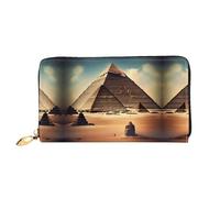 Erwqavc Dreaming of The Pyramids of Khufu Print Long portefeuille pour homme et femme en cuir, portefeuille à deux volets, pochette de voyage, poche pour pièces de monnaie