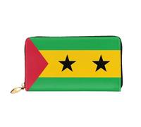 Erwqavc Portefeuille long en cuir avec imprimé drapeau de Sao Tomé et Principe pour homme et femme