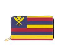 Erwqavc Portefeuille long en cuir avec imprimé drapeau du royaume d'Hawaï pour homme et femme