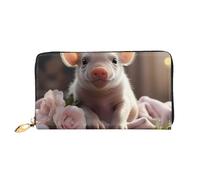 Erwqavc Portefeuille long en cuir avec imprimé jeune cochon mignon pour homme et femme