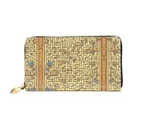 Erwqavc Portefeuille long en cuir avec imprimé labyrinthe au trésor pour homme et femme, pochette de voyage pour pièces de monnaie