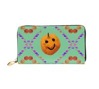 Erwqavc Portefeuille long en cuir avec imprimé smiley agrumes pour homme et femme