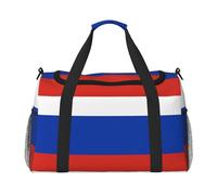 Erwqavc Sac de sport à imprimé drapeau russe pour voyage, week-end, sac à main de nuit, sac fourre-tout de sport pour homme et femme