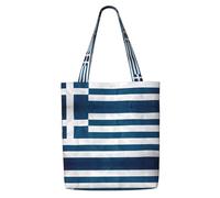 Erwqavc Sac fourre-tout en toile pour femme, sac à bandoulière réutilisable, imprimé drapeau grec, sacs à main, sacs à main, pour la plage, la salle de sport