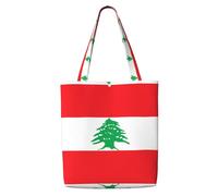 Erwqavc Sac fourre-tout en toile pour femme, sac à bandoulière réutilisable, motif drapeau du Liban, sac à main, pour shopping, shopping, cadeau de plage, salle de sport