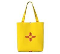 Erwqavc Sac fourre-tout en toile pour femme, sac à bandoulière réutilisable, motif drapeau du Nouveau-Mexique, sacs à main, pour plage, cadeau, salle de sport