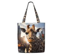 Erwqavc Sac fourre-tout en toile pour femme, sac à bandoulière réutilisable, motif girafe de New York, sac à main pour shopping, épicerie, cadeau de plage, salle de sport