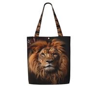Erwqavc Sac fourre-tout en toile pour femme, sac à bandoulière réutilisable, sac à main avec imprimé « The Lion's Gaze » pour les courses, les courses, les courses, les courses, la salle de