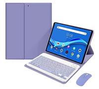 ERY Housse de Clavier pour Lenovo Tab M10 FHD Plus 10,3" TB-X606F/X606X avec Souris Magnétique Amovible sans Fil Bluetooth Clavier Français, Housse De Support Folio Fine Et Légère,Violet