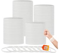 Eryi-0.24'' 25 Pièces Bracelets En Silicone, Blanc Clair Élastiques En Silicone Bracelets En Caoutchouc Élastique Bracelets D'identification Pour Sport Homme Femme-Largeur De 6mm Super Étroite