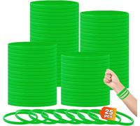 Eryi-0.24'' 25 Pièces Bracelets En Silicone, Vert Clair Élastiques En Silicone Bracelets En Caoutchouc Élastique Bracelets D'identification Pour Sport Homme Femme-Largeur De 6mm Super Étroite