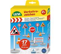 ERYI-04440 - Set De Panneaux De Signalisation Avec 17 Pièces, 9 Panneaux De Signalisation D'Env. 16 Cm, 5 Pylônes Et 3 Clôtures De Chantier, Pour Enfants À Partir De 2 Ans