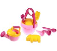 ERYI-05421 - Set De Jeu De Sable Happy Sand Fille, Avec 10 Pièces, Pour Enfants À Partir De 2 Ans, Avec Seau, Tamis, Pelle, Râteau, Arrosoir, Cuillère À Glace, 2 Cornets À Glace Et 2 Petits Moules