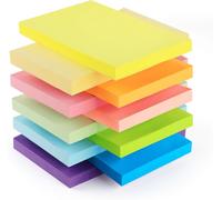 Eryi-10 Pack Notes Sticky Notes, 76 X 127 Mm Notes Autocollantes, Bloc Note De 10 Couleurs Vive, 100 Feuilles/Pack, 1000 Feuilles Notes Adhésives Pour Maison/Bureau/École