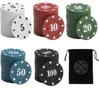 Eryi-100 Jetons De Poker Avec 1 Sac De Rangement, Jetons D'évaluation De Jeu, Jeu De Puces À Cinq Couleurs, Compteurs De Mathématiques, Jetons D'évaluation De Jeu De Société, Jetons Jouets