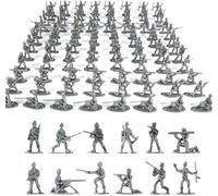ERYI-100Pcs Figurines De Mini-Soldats,Ensemble De Jouets Militaires,Petit Soldat Plastique Militaire Jouet Figurine D'Action Jouet De Soldats Pour Les Garçons De 3 Ans Et Plus (Argent)