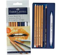 Eryi-114004 - Classic Sketch Set, 6 Pièces, Avec 1 Crayon, 1 Pitt Oil Base, 3 Pastels Pitt, 1 Effaceur De Papier