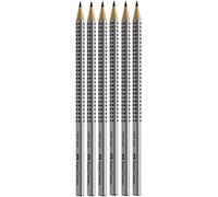 Eryi-117697 - Set De Crayons Grip 2001, 6 Pièces, Dureté Hb, Couleur De La Tige Argentée