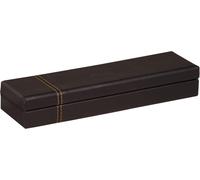Eryi-118876c - Plumier Noir - 21 X 5,5 X 3 Cm - Piqûres Sellier Orange - Extérieur Simili Cuir - Collection Home Office Rama - Organisation De Bureau & Rangement Design
