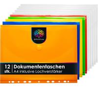 Eryi-12 X Porte-Documents A4 Multicolore Avec 240 Perforations - 5 X Porte-Documents Multicolore - 7 X Porte-Documents Transparent - Pochettes Transparentes