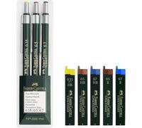 Eryi-136030 - Lot De 3 Porte-Mines Tk-Fine 9760, Mines Fines: 0,35 Mm, 0,5 Mm + 0,7 Mm - Couleur Du Corps: Vert. 5er Set Stifte Mit Ersatzminen