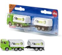ERYI-1690, Camion Avec Citerne Et Remorque, Métal/Plastique, Vert/Blanc, Avec Essieu Tandem, Combinable Avec Les Autres Modèles De La Même Échelle